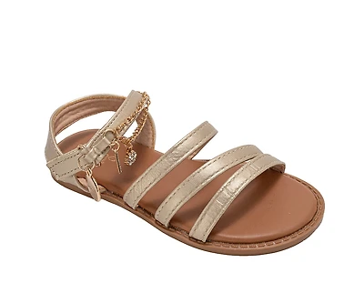 bebe Girl's Fashion Sandals - Dressy Shoes with Decorative Chain and Charms
