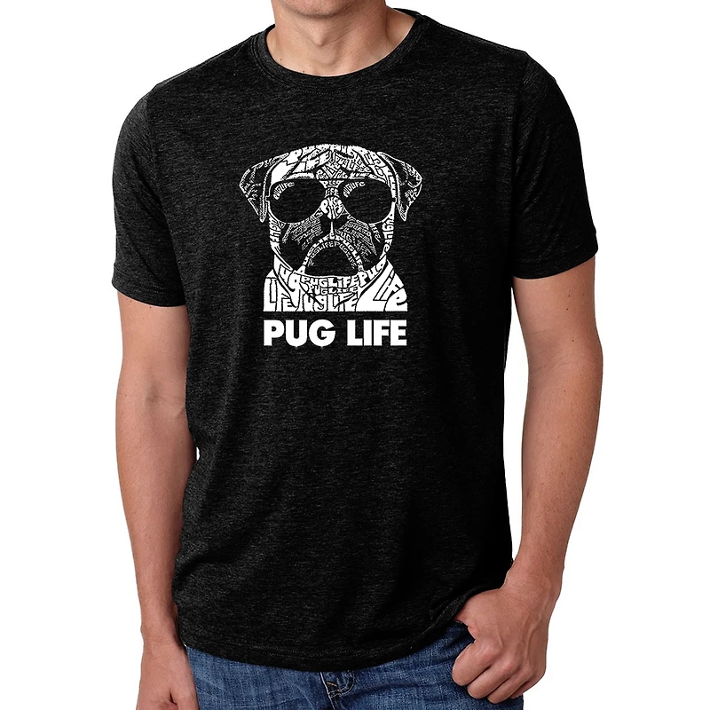 LA Pop Art Men's Cotton/Poly Blend Word T-Shirt - Pug Life