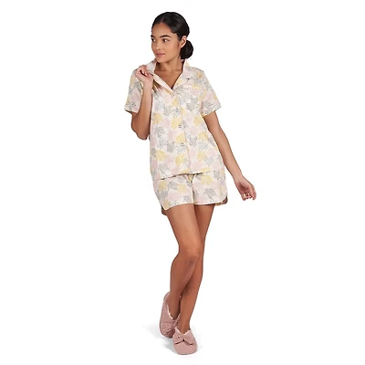 MeMoi Women's Coral Reef Notch Collar Cotton Blend Pajama Set