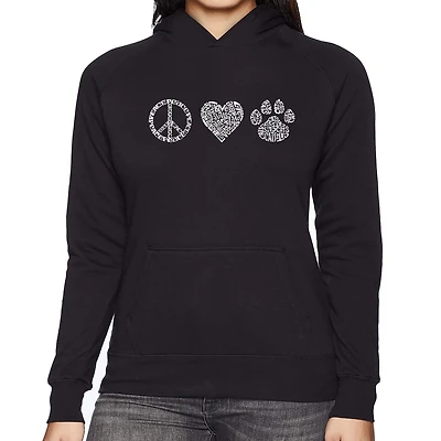 LA Pop Art Peace Love Cats - Women's Word Hooded Sweatshirt
