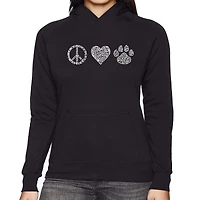 LA Pop Art Peace Love Cats - Women's Word Hooded Sweatshirt