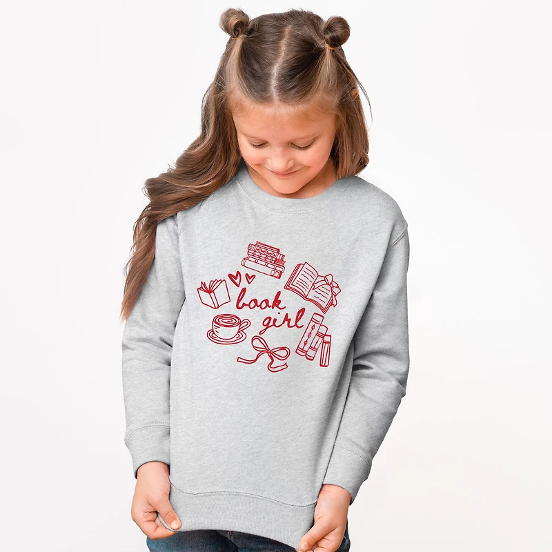 The Juniper Shop - Book Girl Sketched Youth Graphic Sweatshirt