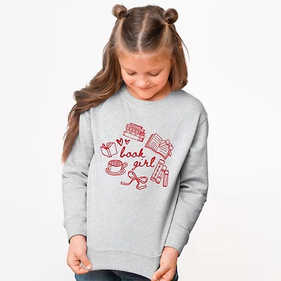 The Juniper Shop - Book Girl Sketched Youth Graphic Sweatshirt
