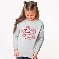 The Juniper Shop - Book Girl Sketched Youth Graphic Sweatshirt