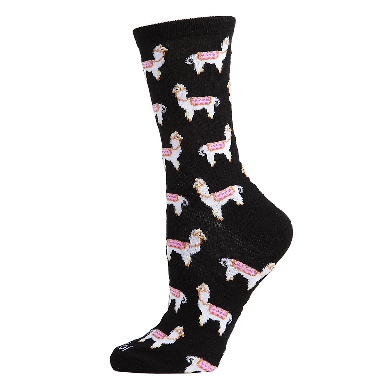 MeMoi Llamas Bamboo Blend Crew Socks