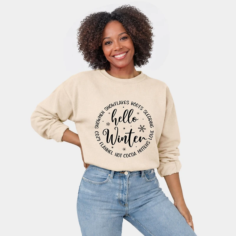 Simply Sage Market - Hello Winter Circle  Women's Graphic Sweatshirt