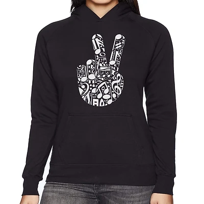 LA Pop Art Peace Finger Notes - Women's Word Hooded Sweatshirt