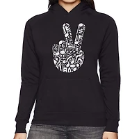 LA Pop Art Peace Finger Notes - Women's Word Hooded Sweatshirt