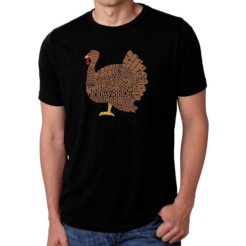 LA Pop Art Men's Cotton/Poly Blend Word T-Shirt - Thanksgiving