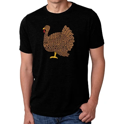 LA Pop Art Men's Cotton/Poly Blend Word T-Shirt - Thanksgiving