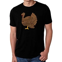 LA Pop Art Men's Cotton/Poly Blend Word T-Shirt - Thanksgiving