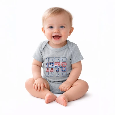 The Juniper Shop - 1776 America Stacked Baby Short Sleeve Graphic Bodysuit