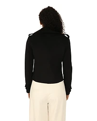 Belle & Bloom Womens Better Off Wool Blend Military Peacoat