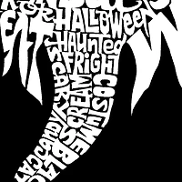 LA Pop Art Men's Halloween Word T-Shirt - Ghost Crew Neck