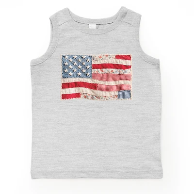 The Juniper Shop - Toddler Graphic Tank American Flag Faux Patchwork