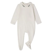 MeMoi Baby Unisex "Blue Buds Sweetest Bloom" Cotton/Rayon Embroidered Footie
