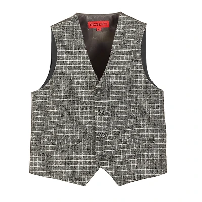 Gioberti Boy's Tweed Plaid Formal Suit Vest