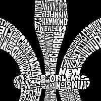 LA Pop Art Men's Word T-Shirt - Louisiana Fleur-de-Lis, 100% Cotton