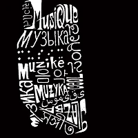 LA Pop Art Headphones - Languages Mens Word Hooded Sweatshirt