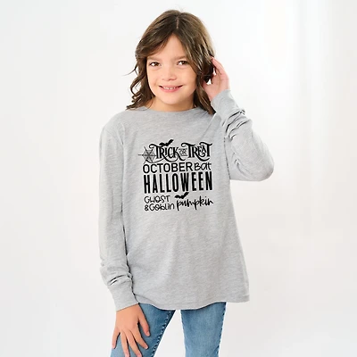 The Juniper Shop - Youth Long Sleeve Graphic T-Shirt Halloween Sayings