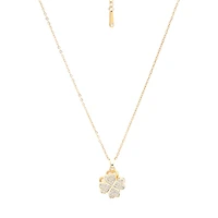 AGP PARIS Womens Golden Clover Sparkle Floral Pendant Necklace