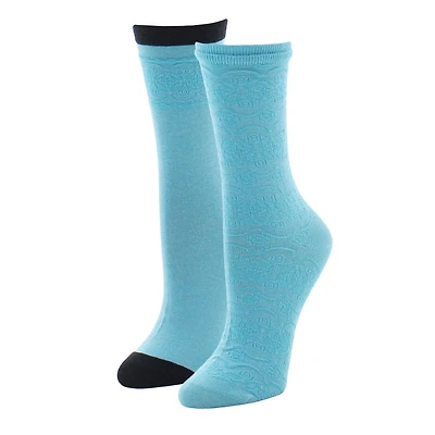 MeMoi Women's 2 Pair Pack Overlapping Circles Crew Socks