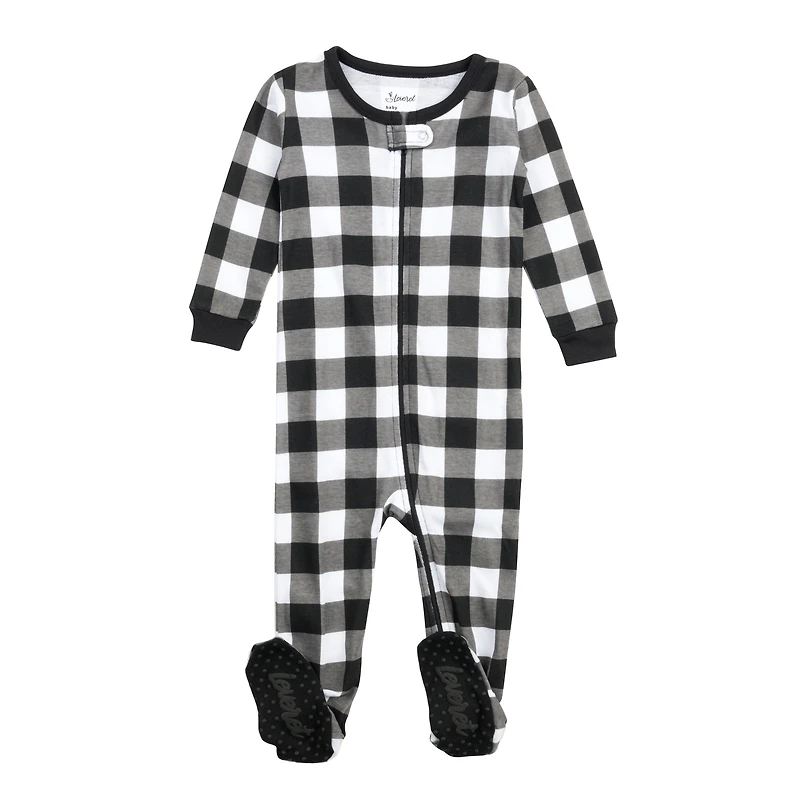 Leveret Baby Plaid Cotton Footed Pajamas
