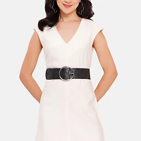 AGP PARIS Black Round Buckle Women's Belt