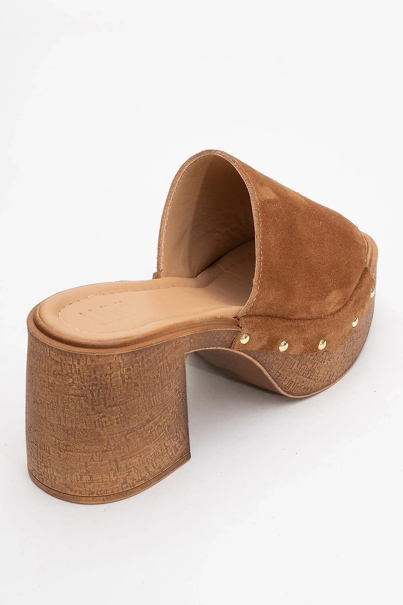 Forever & Always Womens Pull Leather Platform Mules