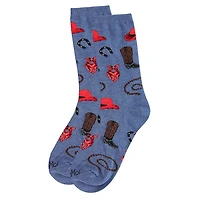 MeMoi Western Theme Bamboo Blend Crew Socks
