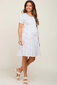 PinkBlush Womens Floral Smocked Short Sleeve Maternity Dress