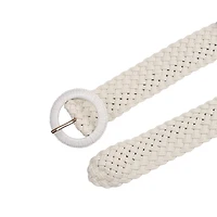 AGP PARIS White Braided Round Buckle Women's Belt