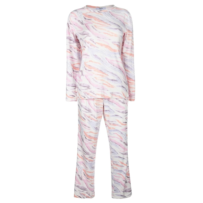 MeMoi Women's Pastel Zebra Long Sleeve Pajama Set