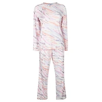 MeMoi Women's Pastel Zebra Long Sleeve Pajama Set