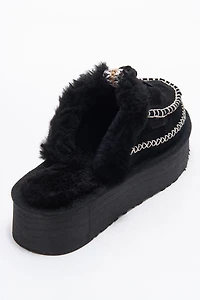 Forever & Always Womens Yalina Leather Platform Moccasin Slippers