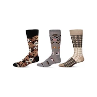 MeMoi Men's 3 Pair Pack Novelty Pet Lovers Crew Socks