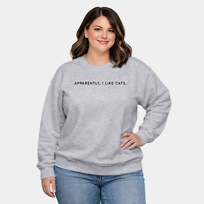 Simply Sage Market - Apparently, I Like Cats Women's Plus Sized Graphic Sweatshirt