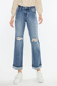 KanCan Women's Essentials Mid Rise True Straight Leg Jeans Carrie