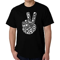 LA Pop Art Men's Word T-Shirt - Peace Finger Notes