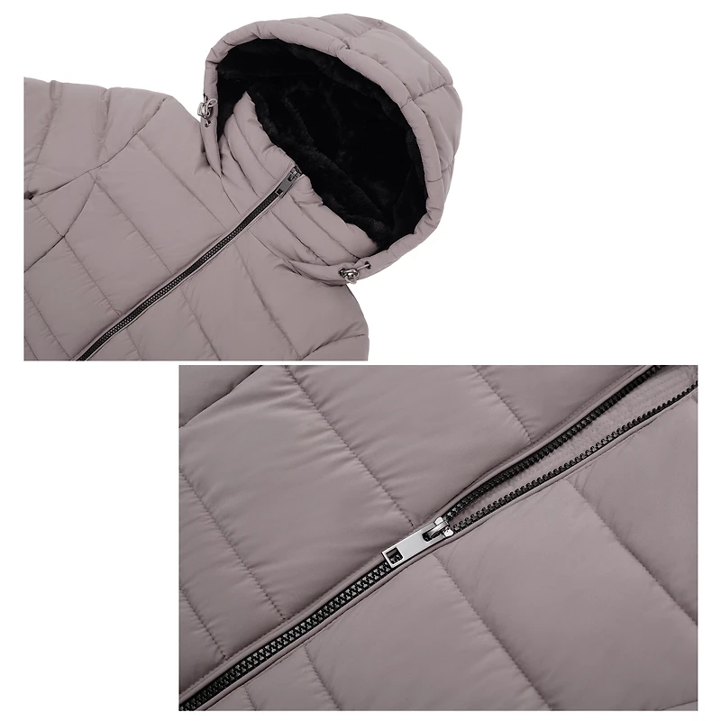 Rokka&Rolla Womens Long Heavyweight Puffer Jacket With Fleece-lined Hood
