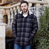 Gioberti Men's Sherpa Lined Flannel Jacket with Removable Hood