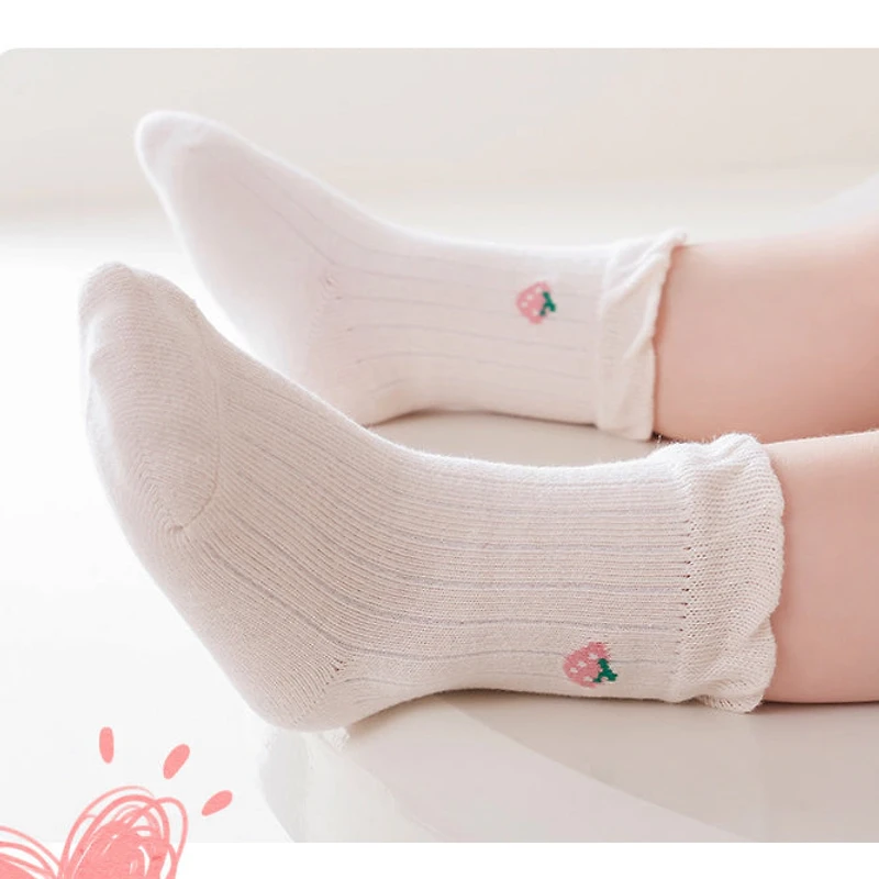 MyKids-USA Baby Girls Frilled-Edges Breathable Mid-Calf Socks 2 Pairs