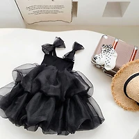 MyKids-USA Baby Girl Black Herbon-Style Princess Tutu Dress, Cotton Blend, Short Length