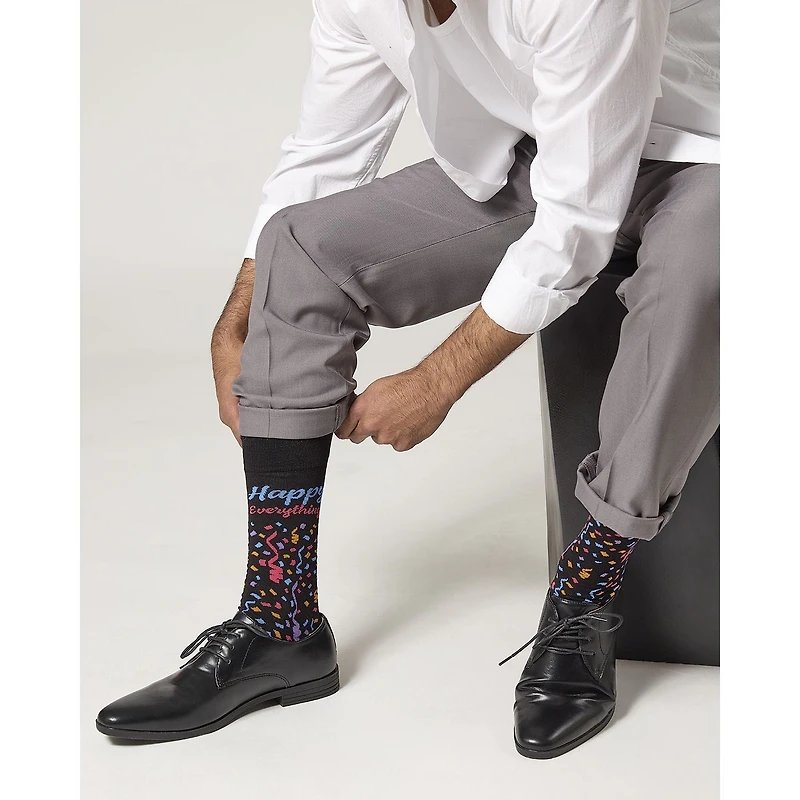 MeMoi Men's Happy Everything Rayon From Bamboo Crew Socks