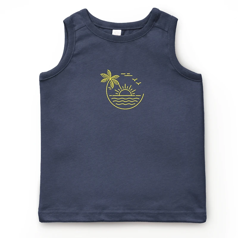 The Juniper Shop - Embroidered Beach Sunset Youth Tank Top
