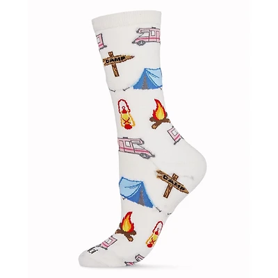 MeMoi Happy Camper Bamboo Blend Crew Socks