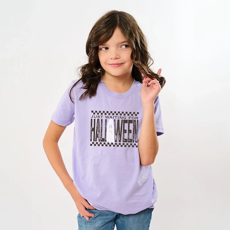 The Juniper Shop - Youth Short Sleeve Graphic T-Shirt Just Waiting For Halloween Checkered