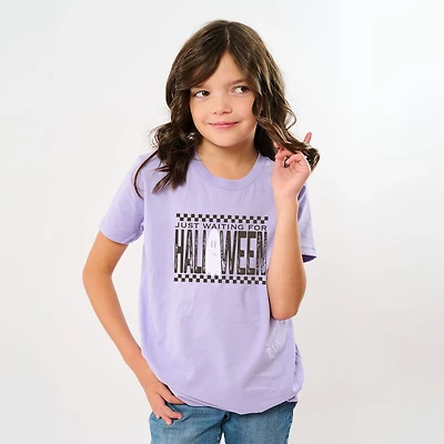 The Juniper Shop - Youth Short Sleeve Graphic T-Shirt Just Waiting For Halloween Checkered