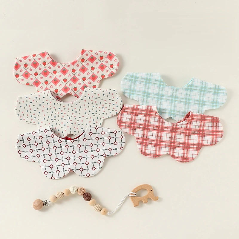 MyKids-USA Adorable Simple Pattern Cotton Snap-on Flowers Shaped Bib