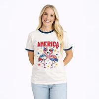 Simply Sage Market - America Flamingos Star Women's Ringer Graphic T-Shirt